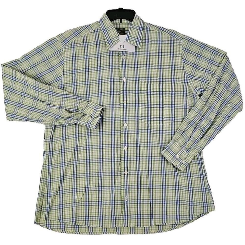 Gitman Bros Master Shirt Makers Vintage Green White Blue Men’s Shirt Size L USA